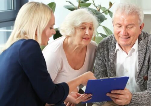 People looking at a document